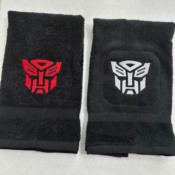 Transformers Towels Embroidered Autobots Hand Towel Set Bathroom Decor Robots - Picture 1 of 3